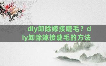 diy卸除嫁接睫毛？diy卸除嫁接睫毛的方法