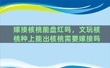 嫁接核桃能盘红吗，文玩核桃种上能出核桃需要嫁接吗