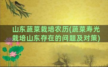 山东蔬菜栽培农历(蔬菜寿光栽培山东存在的问题及对策)