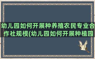 幼儿园如何开展种养殖农民专业合作社规模(幼儿园如何开展种植园活动)