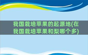 我国栽培苹果的起源地(在我国栽培苹果和梨哪个多)