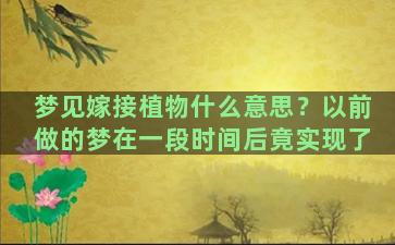 梦见嫁接植物什么意思？以前做的梦在一段时间后竟实现了