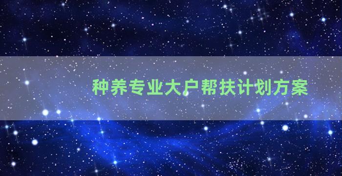 种养专业大户帮扶计划方案