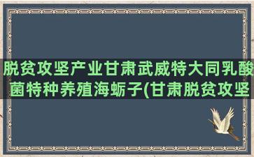 脱贫攻坚产业甘肃武威特大同乳酸菌特种养殖海蛎子(甘肃脱贫攻坚先进评选名单)