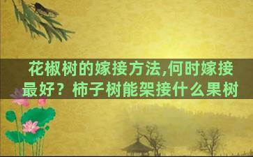 花椒树的嫁接方法,何时嫁接最好？柿子树能架接什么果树