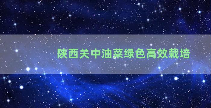 陕西关中油菜绿色高效栽培