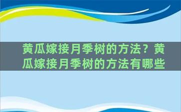 黄瓜嫁接月季树的方法？黄瓜嫁接月季树的方法有哪些